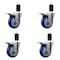 Service Caster 4'' Blue Poly Swivel 1-5/8'' Expanding Stem Caster Set Total Lock Brake, 4PK SCC-EXTTL20S414-PPUB-BLUE-158-4 - alternate 1